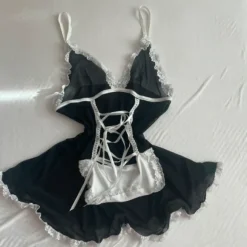 schwarzes Dienerin Kleid lingerie