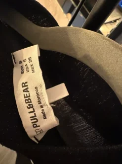 Schwarzes Glitzer Mesh Oberteil Rückenfrei S