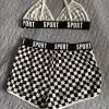 Schwarz-weißes Checker board Sportset/Crop Top&Shorts/Y2K in Größen M
