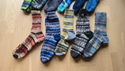 Selbstgestrickte Herrensocken Wollsocken Gr 43-45 Neu
