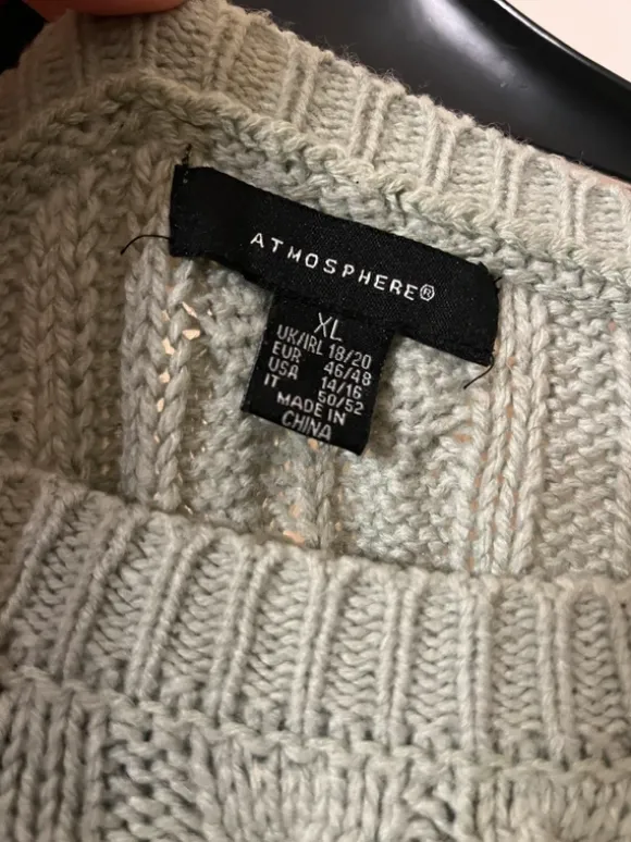 süßer Grobstrickpullover, Strickpullover, Winterpullover mint Gr. XL