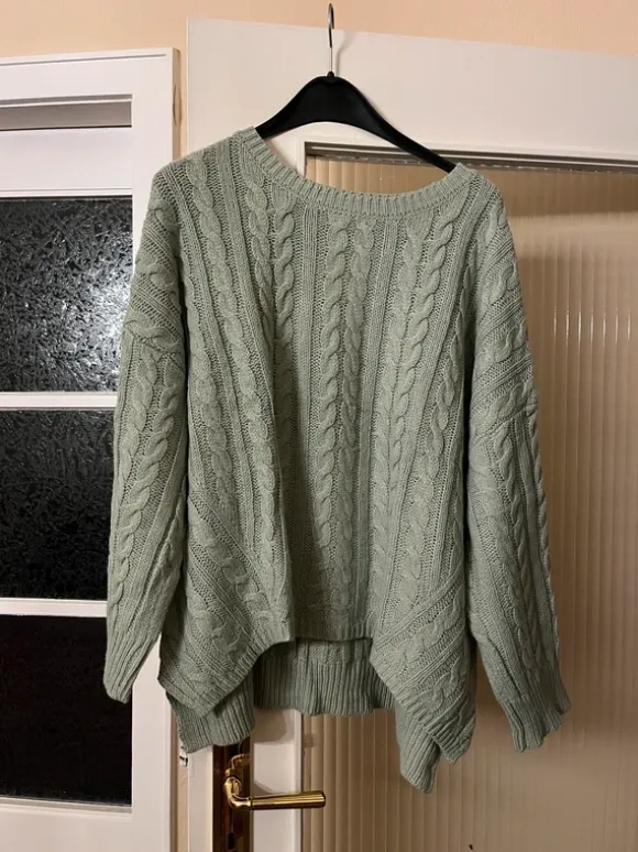 süßer Grobstrickpullover, Strickpullover, Winterpullover mint Gr. XL
