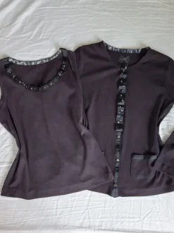 Süßes Vintage Y2K Basler Set in tiefem Lila (Top & Cardigan) mit schönen Details.