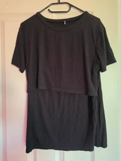 Set Stillshirt XL 42 Schwangerschaft Umstandsmode Tshirts schwarz beige gestreift