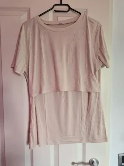 Set Stillshirt XL 42 Schwangerschaft Umstandsmode Tshirts schwarz beige gestreift