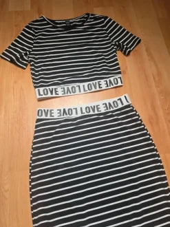 Sexy gestreiftes Set Damen midirock