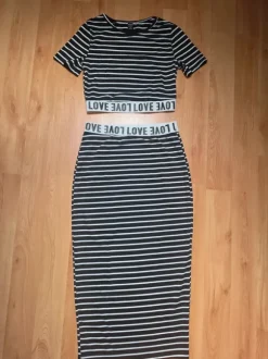 Sexy gestreiftes Set Damen midirock