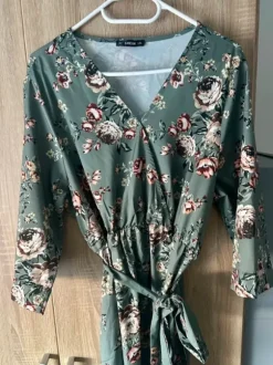 Shein Maxi-Kleid in Salbeigrün mit Blumenprint | Gr. 1XL (44)