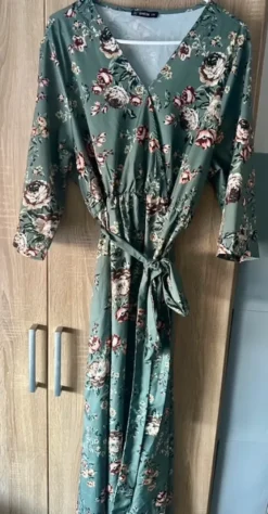 Shein Maxi-Kleid in Salbeigrün mit Blumenprint | Gr. 1XL (44)