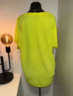 Shirt neon gelb Oversize Print kurzarm locker Tunika Sommer Statement Shirt