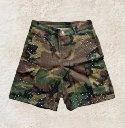 Short cargo militaire vintage stras