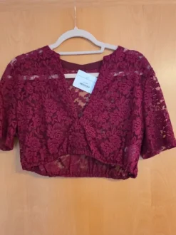 Spitzen Dirndlbluse Dunkelrot