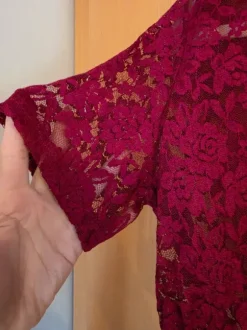 Spitzen Dirndlbluse Dunkelrot
