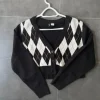 Strickjacke Schwarz/Weiß/Braun