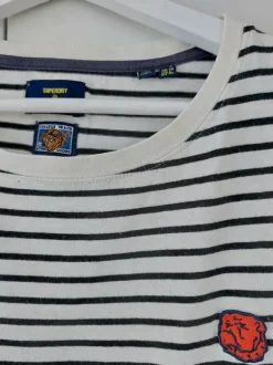 Superdry maritimes Streifenshirt T-Shirt mit 3/4 Arm Größe 38