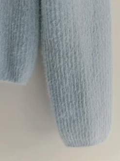 Superzachte nieuwe hairy polo pull in ijsblauw