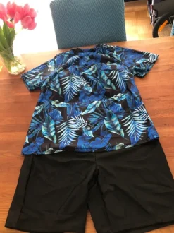 3-teiliger Tankini Badeanzug mit UV-Schutz 🌴 Blau Schwarz 2XL / 48