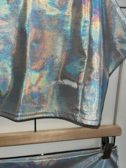 2-teiliges Outfit, holographic, Minirock + kurzes Trägertop, Gr. L/XL