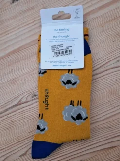 Thought Socken neu, senfgelb Schafe, Gr 7-11 / 41-45