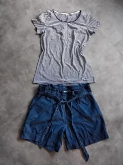 Tolles Set von Esprit: Coole Jeans-Short highwaist und T- Shirt Gr. 42 XL