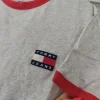 Tommy Hilfiger Basic T-Shirt grau rot Größe L