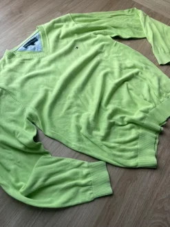 Tommy Hilfiger Knit Sweater Lime Green – Y2K / Vintage V-Neck