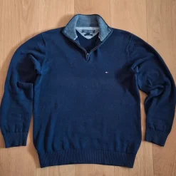 Tommy Hilfiger Vuntage Quarter Zip Baumwolle Blau