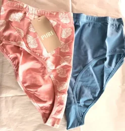 Two Pairs of Organic Cotton Midi-Briefs Blue Plain/Pink Ginkgo 50-52 (4136)