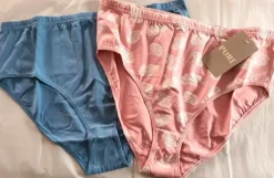 Two Pairs of Organic Cotton Midi-Briefs Blue Plain/Pink Ginkgo 50-52 (4136)