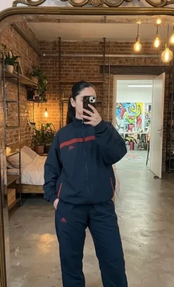 Unisex Adidas Trainingsanzug Vintage dunkelblau rot