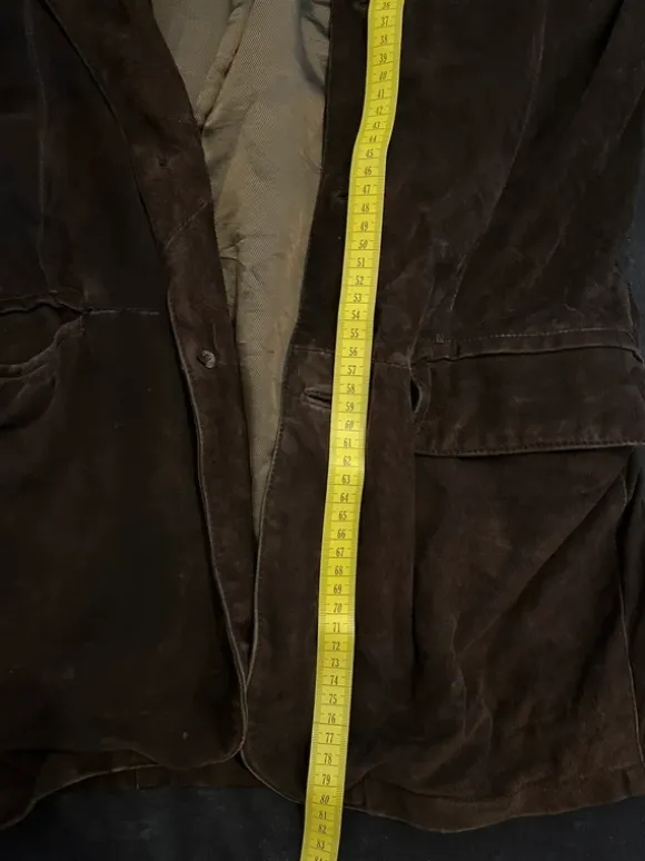 Vintage 100% Genuine Leather Suede Blazer – Chocolate Brown 90s Jacket