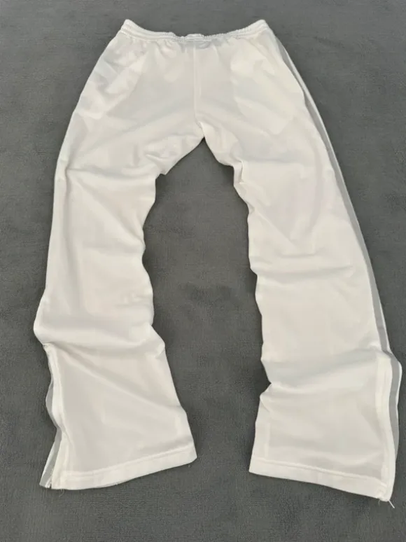 Vintage Adidas Originals Trackpants Weiß-Grau Y2K Straight Leg Größe S