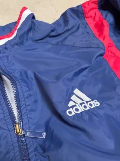 Vintage Adidas Windbreaker Track Jacket Navy Red White 90s Size Medium