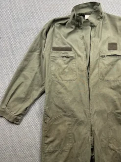 Vintage French Workwear Overall Oliv Grün Mechaniker Coverall Utility Jumpsuit Größe 52 M