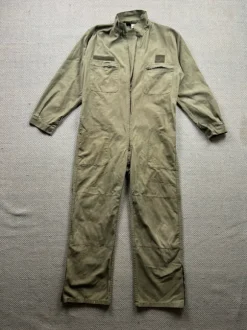 Vintage French Workwear Overall Oliv Grün Mechaniker Coverall Utility Jumpsuit Größe 52 M