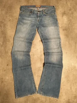 Vintage Japanese Printed Jeans | Low Waist ; Flared | Miss Me; True Religion Style | L | Blau