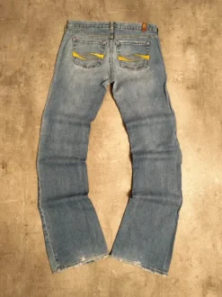 Vintage Japanese Printed Jeans | Low Waist ; Flared | Miss Me; True Religion Style | L | Blau