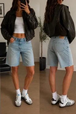 Vintage light wash denim bermuda shorts 🤍 y2k low waist biker shorts vibe