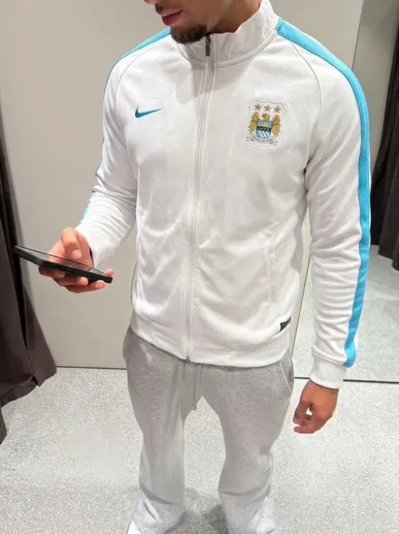 Vintage Nike Manchester City Track Jacke Weiß L/XL