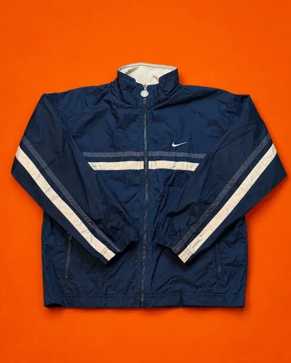 Vintage Nike Windbreaker Jacket Navy Blue Y2K 2000s Track Jacket S
