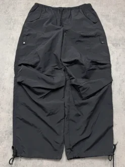 Vintage oversized nylon baggy wide leg black outdoor sport parachute pants
