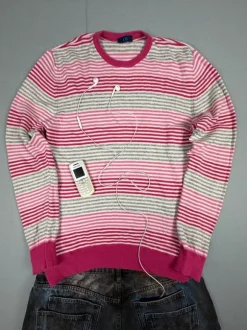 Vintage Strickpullover | Y2K | Pashastyle | 90s | 80s | Pink | Weiß | Gestreift