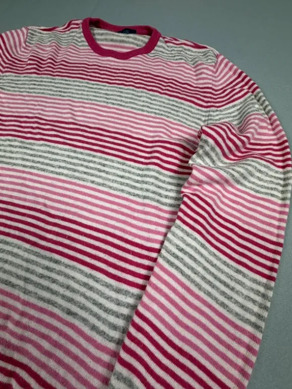 Vintage Strickpullover | Y2K | Pashastyle | 90s | 80s | Pink | Weiß | Gestreift