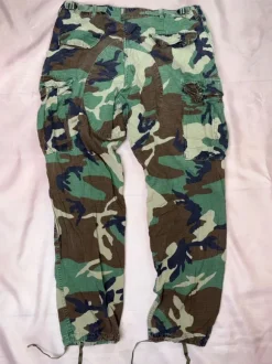 Vintage Woodland Camouflage Cargo Hose / Military Pants Ripstop 84x101 Army Camo