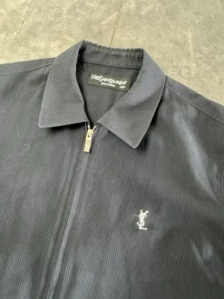 Vintage Yves Saint Laurent Harrington Jacke – Jet Black / Micro Rib Texture