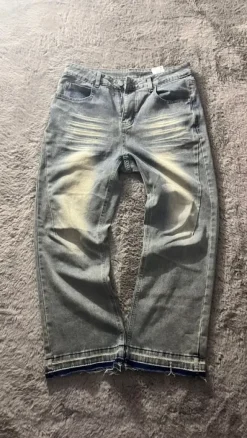 Washed flared jeans