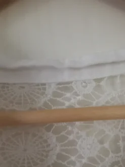 Weiße Bluse mit Leinen und Spitze Größe 40 / 42