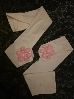 Weiße Katzen Pfoten Overknee Socken