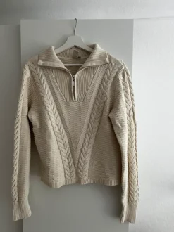 Yas Pullover Strick Zopfmuster beige S 36