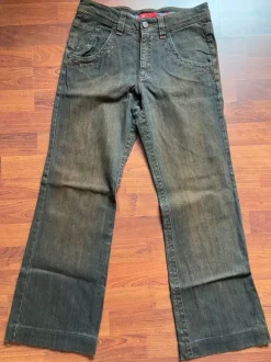 Y2K Mergler Jeans blau braun Glitzersteine 38
